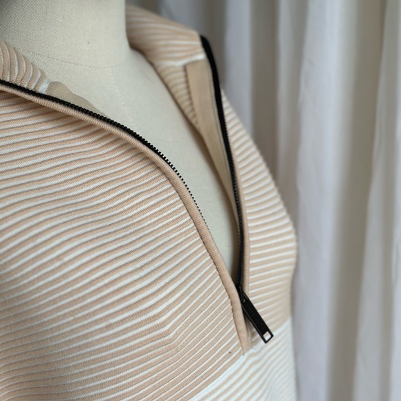 Y2K ATHLEISURE APRÈS-SKI Neutral Two Tone Zip Jumper / Sweatshirt V Neck Sweater - Picture 1 of 14